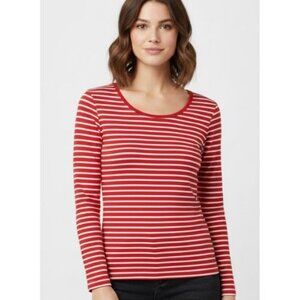 Banana Republic Middlemass Red and White Stripes Fitted Long Sleeve Tee …